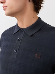 Fred Perry Blue Pointelle Knitted Shirt - Image 4 of 6