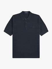 Fred Perry Blue Pointelle Knitted Shirt - Image 5 of 6