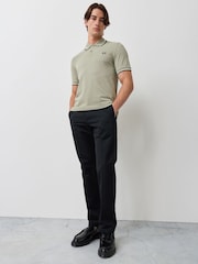 Fred Perry Pale Green Tipped Short Sleeve Polo Shirt - Image 2 of 6