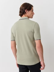 Fred Perry Pale Green Tipped Short Sleeve Polo Shirt - Image 3 of 6