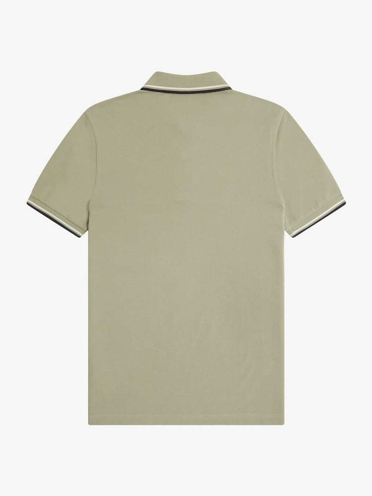Fred Perry Pale Green Tipped Short Sleeve Polo Shirt - Image 6 of 6 Fred Perry Pale Green Tipped Short Sleeve Polo Shirt - Image 6 of 6