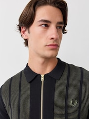 Fred Perry Black Textured Panel Zip Cardigan - Image 5 of 7