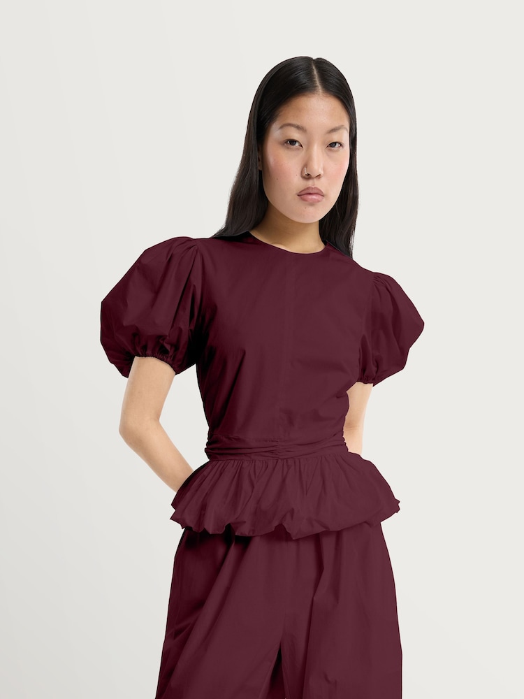 Rotate Red Puff Sleeve Blouse - Image 1 of 2