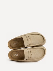 Linzi Cream Poet Suede Leather Mule Loafers - Image 3 of 5