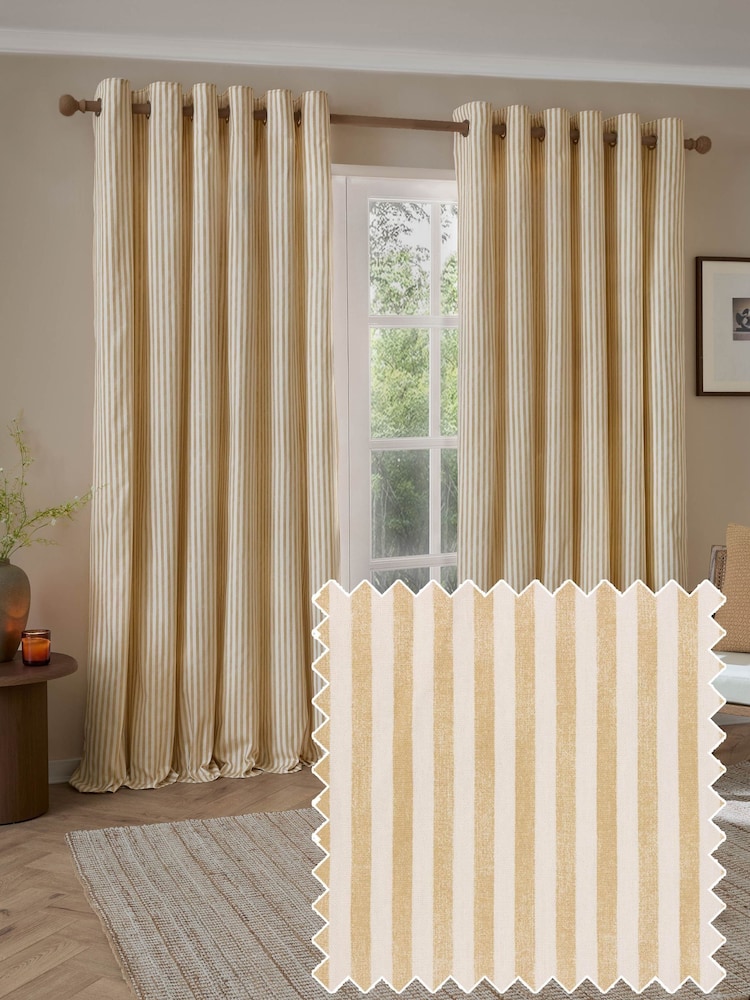 Yard Hebden Striped 100% Cotton Lined Eyelet Curtains - Imagen 1 de 6 Yard Hebden Striped 100% Cotton Lined Eyelet Curtains - Imagen 1 de 6