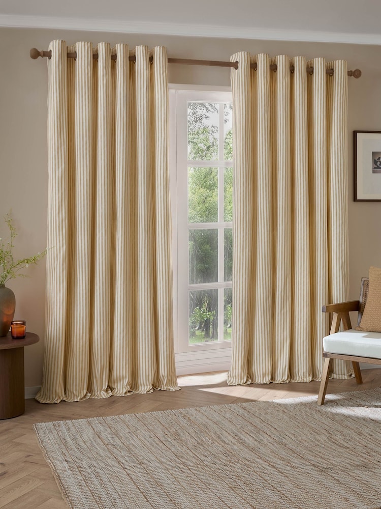Yard Hebden Striped 100% Cotton Lined Eyelet Curtains - Imagen 2 de 6 Yard Hebden Striped 100% Cotton Lined Eyelet Curtains - Imagen 2 de 6