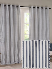 Yard Hebden Striped Cotton Blackout Eyelet Curtain - Imagen 1 de 5