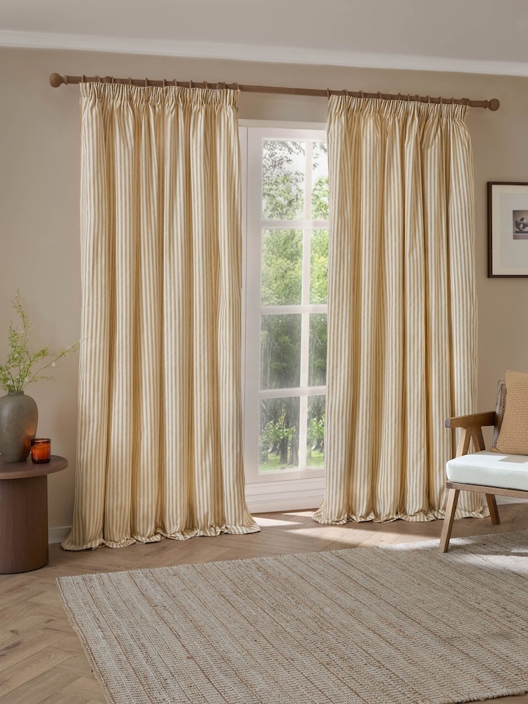 Yard Hebden Striped 100% Cotton Lined Pencil Pleat Curtains - Imagen 2 de 6