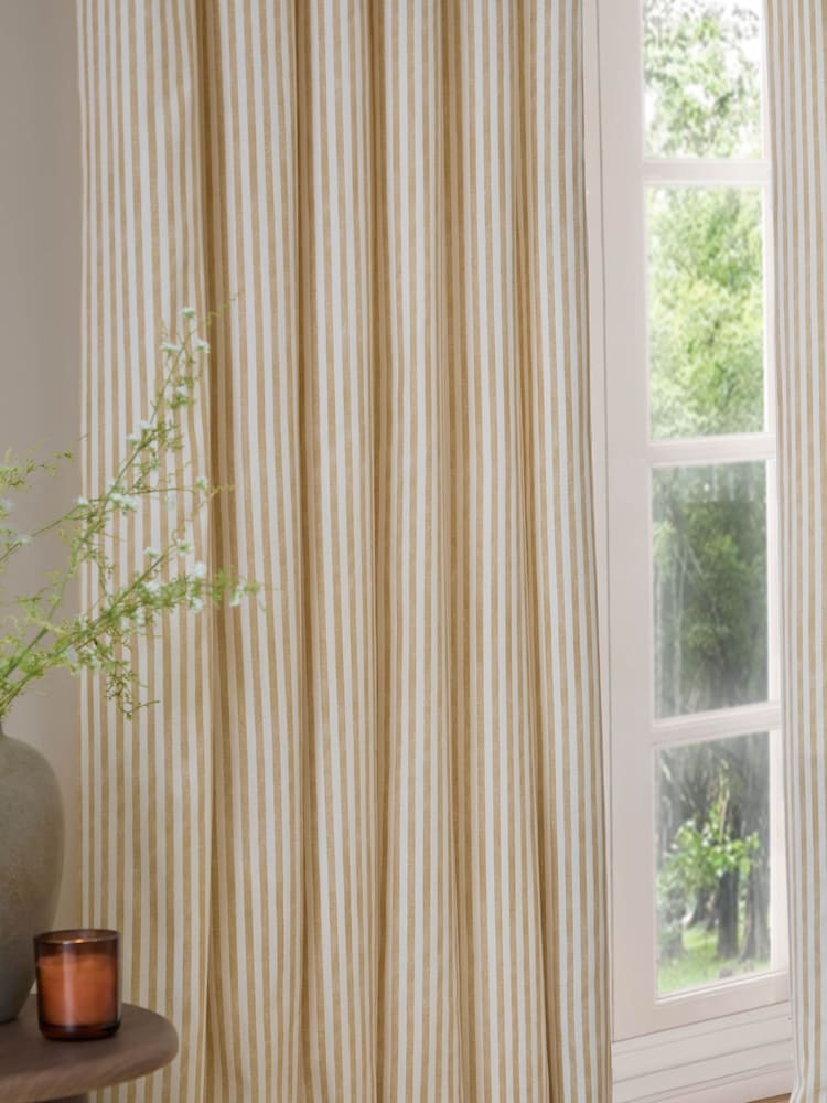 Yard Honey Hebden Stripe Lined Pencil Pleat Curtains - Image 3 of 3 Yard Honey Hebden Stripe Lined Pencil Pleat Curtains - Image 3 of 3
