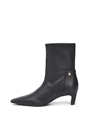 Tommy Hilfiger Black Monogram Plaque Leather Mid Boots - Image 2 of 7