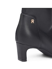 Tommy Hilfiger Black Monogram Plaque Leather Mid Boots - Image 7 of 7