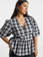 Simply Be Black Puff Sleeve Tea Blouse - Image 3 of 4