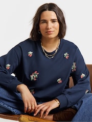 Simply Be Blue Embroidered Ditsy Heart and Floral Sweatshirt - Image 1 of 4