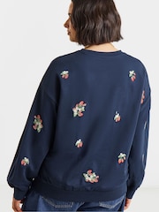 Simply Be Blue Embroidered Ditsy Heart and Floral Sweatshirt - Image 2 of 4