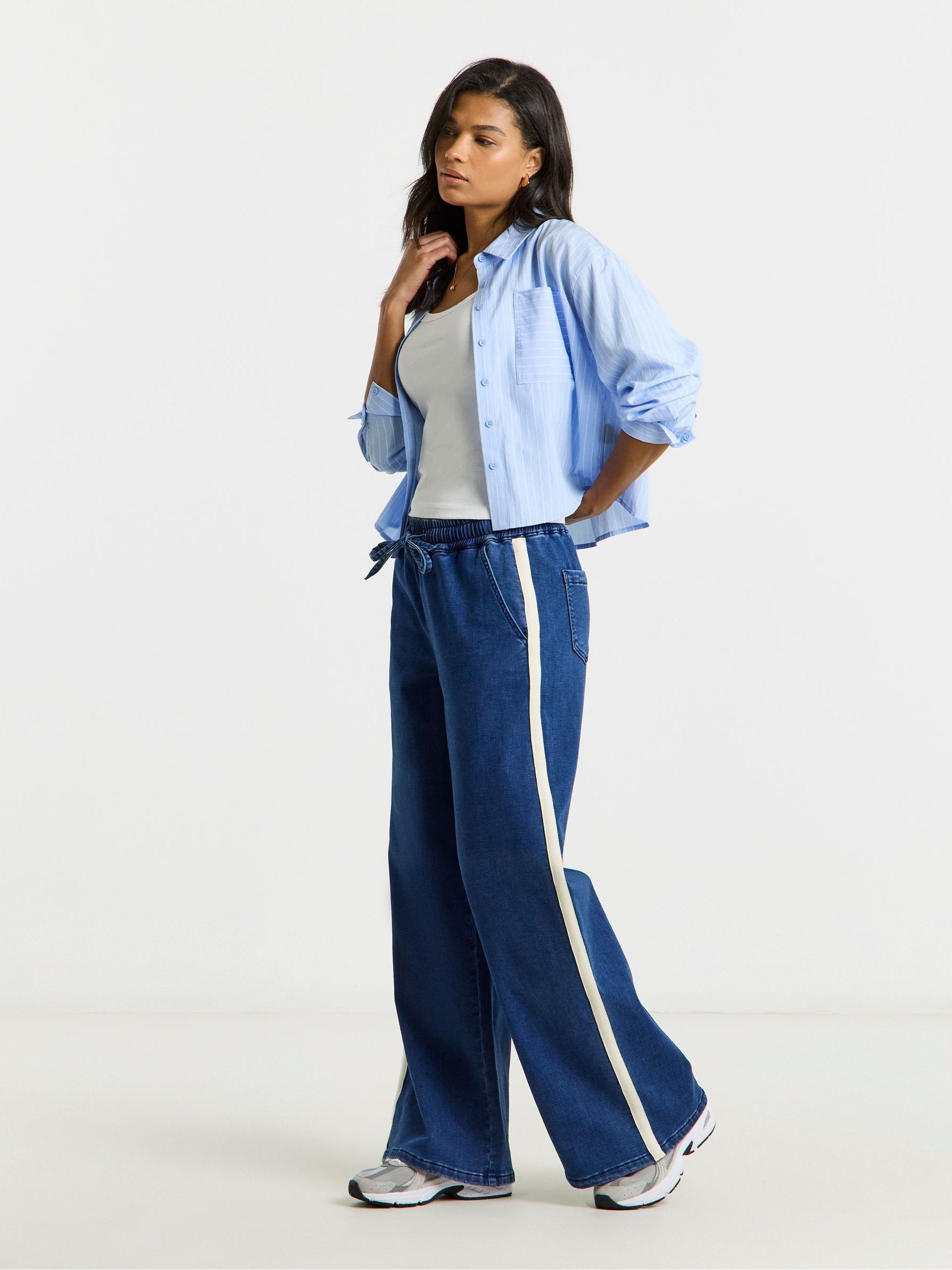 Buy Simply Be Blue Cosy Side Stripe Wide Leg Jeans from Next USA