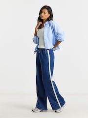 Simply Be Blue Cosy Side Stripe Wide Leg Jeans - Image 1 of 4