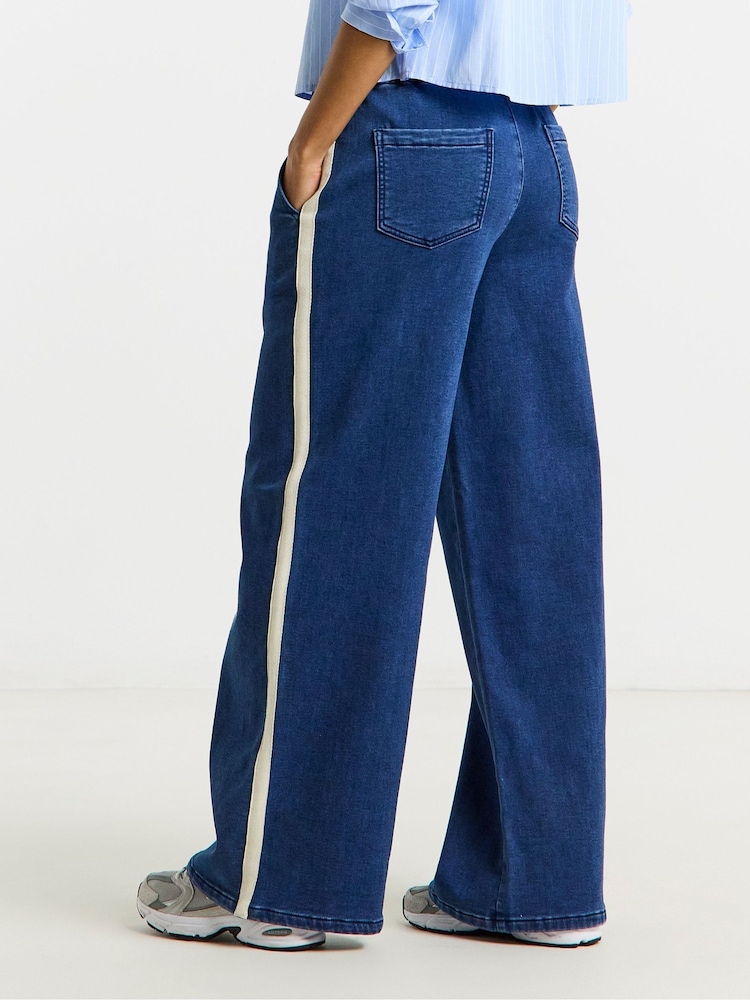 Simply Be Blue Cosy Side Stripe Wide Leg Jeans - Image 2 of 4 Simply Be Blue Cosy Side Stripe Wide Leg Jeans - Image 2 of 4