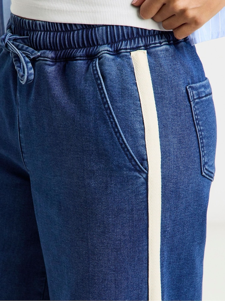 Simply Be Blue Cosy Side Stripe Wide Leg Jeans - Image 4 of 4 Simply Be Blue Cosy Side Stripe Wide Leg Jeans - Image 4 of 4