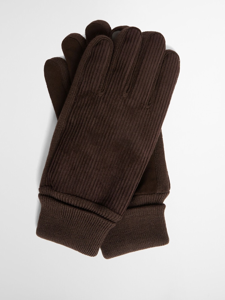 Barbour® Brown Magnus Cord Gloves - Image 1 of 5