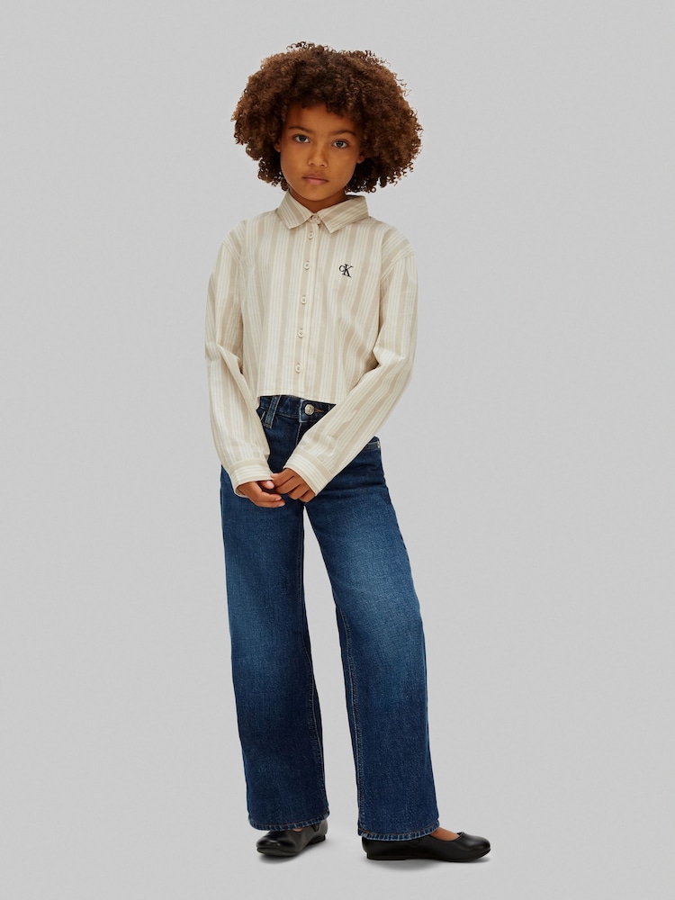 Calvin Klein Blue High Rise Wide Leg Jeans - Image 1 of 5 Calvin Klein Blue High Rise Wide Leg Jeans - Image 1 of 5