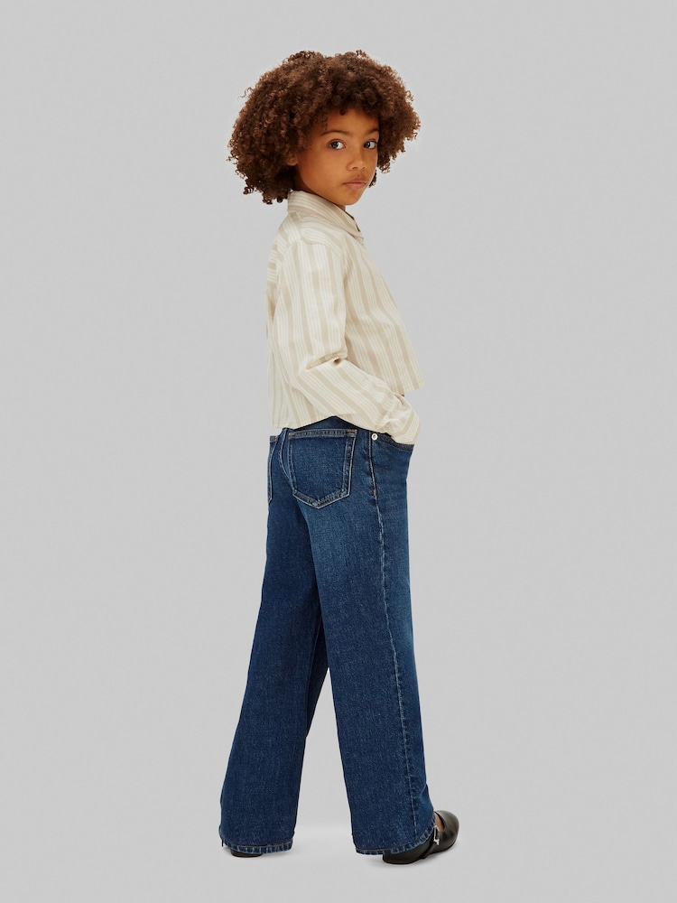 Calvin Klein Blue High Rise Wide Leg Jeans - Image 2 of 5 Calvin Klein Blue High Rise Wide Leg Jeans - Image 2 of 5