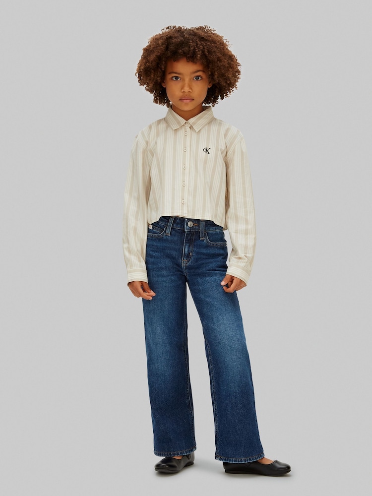 Calvin Klein Blue High Rise Wide Leg Jeans - Image 5 of 5 Calvin Klein Blue High Rise Wide Leg Jeans - Image 5 of 5