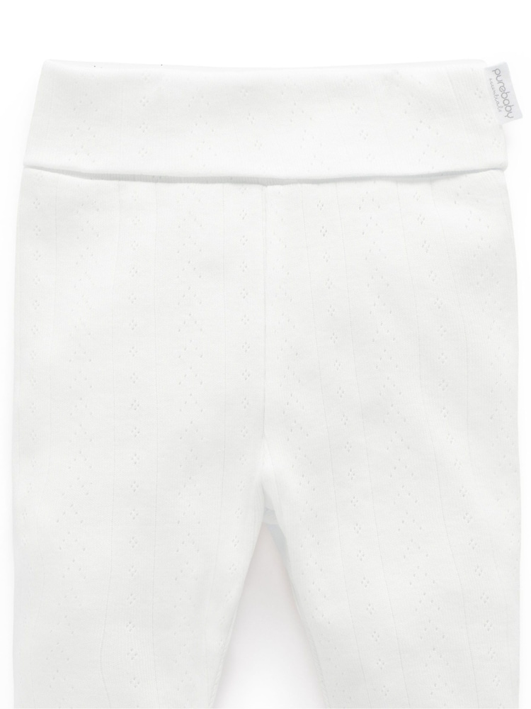 Purebaby White Pointelle Footed Leggings - Image 2 of 4
