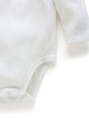 Valkoinen - Purebaby Pointelle Long Sleeve Wrap Bodysuit - Kuva 3 / 4