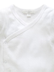 Valkoinen - Purebaby Pointelle Long Sleeve Wrap Bodysuit - Kuva 4 / 4