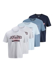 JACK & JONES White Logo Graphic Short Sleeve T-Shirts 5 Pack - Image 1 of 5