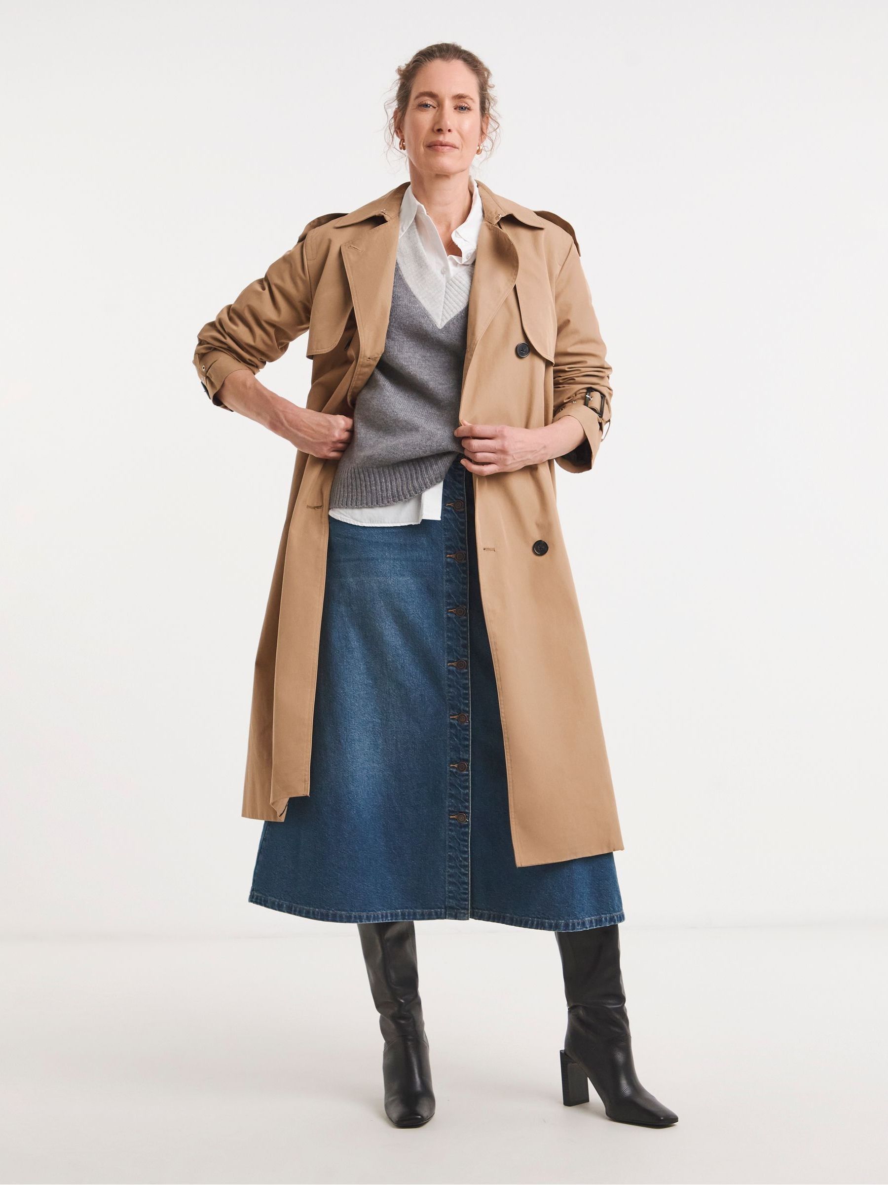 Buy JD Williams Blue A Line Full Tiered Seam Denim Maxi Skirt from