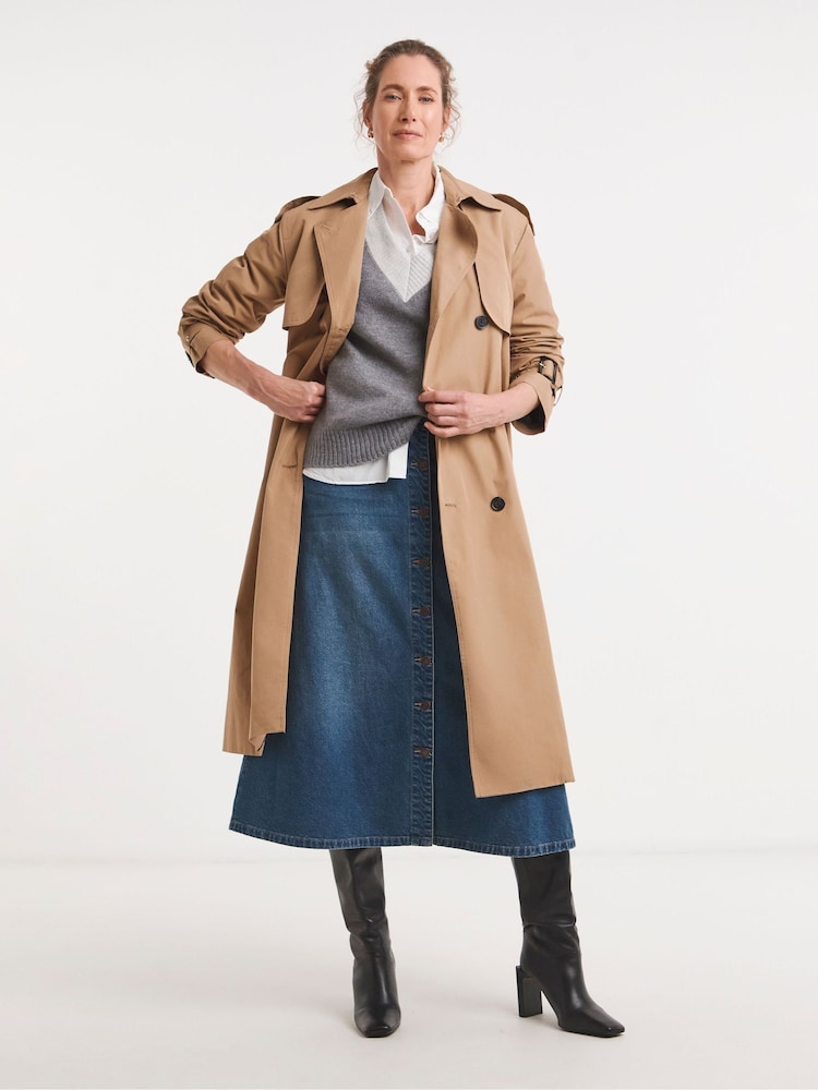 JD Williams A-Linien-Denim-Maxirock mit Stufennaht - Bild 1 von 4