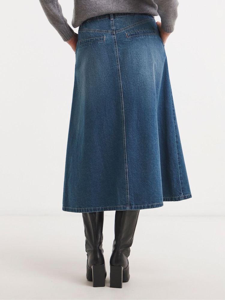 JD Williams A-Linien-Denim-Maxirock mit Stufennaht - Bild 2 von 4