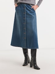 JD Williams A-Linien-Denim-Maxirock mit Stufennaht - Bild 3 von 4