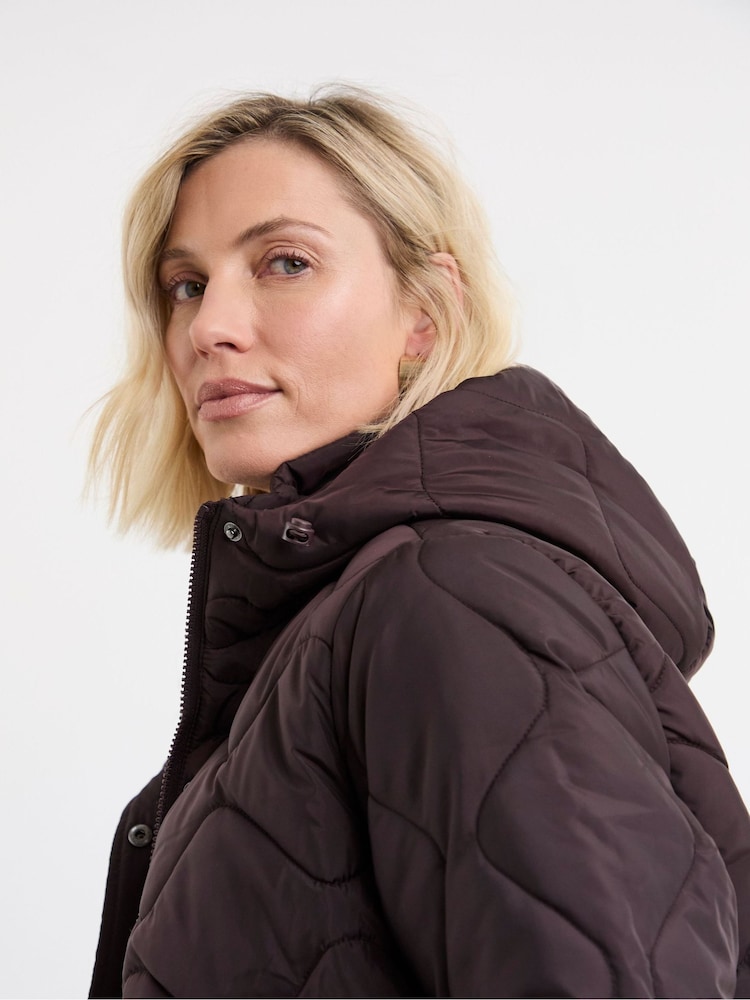 JD Williams Brown Short Quilted Jacket - Image 4 of 4