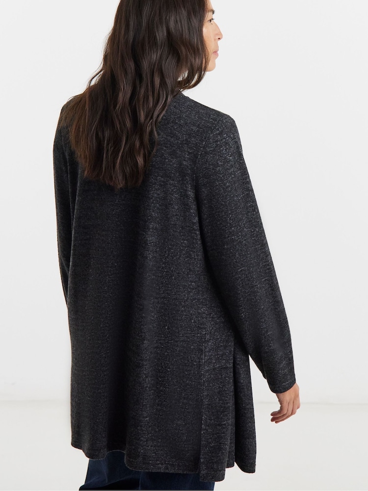 JD Williams Black Soft Touch Ribbed Cardigan - Image 2 of 4