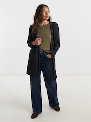 JD Williams Black Soft Touch Ribbed Cardigan - Image 3 of 4