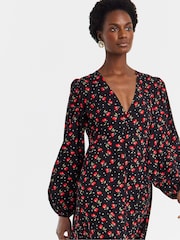 JD Williams Red Button Through Tea Dress - Image 4 of 4