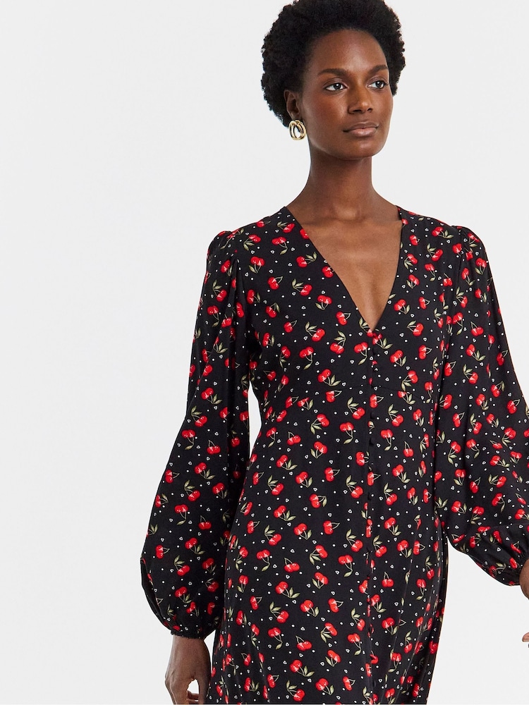 JD Williams Red Button Through Tea Dress - Image 4 of 4