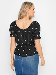 Long Tall Sally Black 100% Cotton Embroidered Boho Top - Image 4 of 5