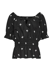 Long Tall Sally Black 100% Cotton Embroidered Boho Top - Image 5 of 5