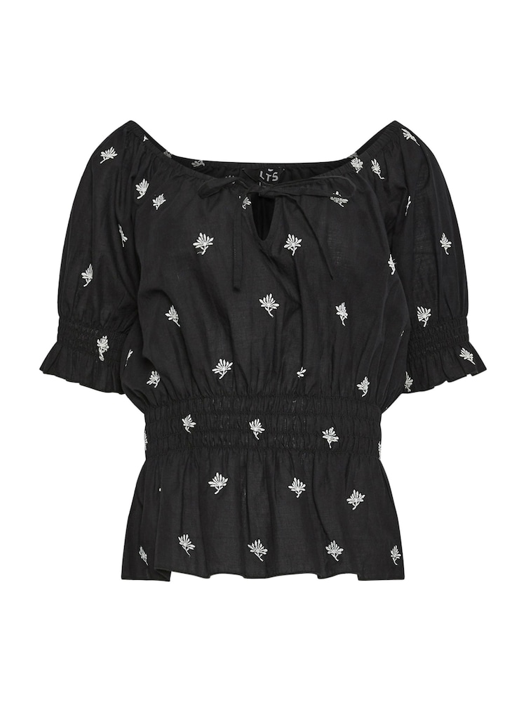 Long Tall Sally Black 100% Cotton Embroidered Boho Top - Image 5 of 5