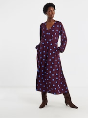 JD Williams Purple Soft Touch Long Sleeve Tea Dress - Image 1 of 4