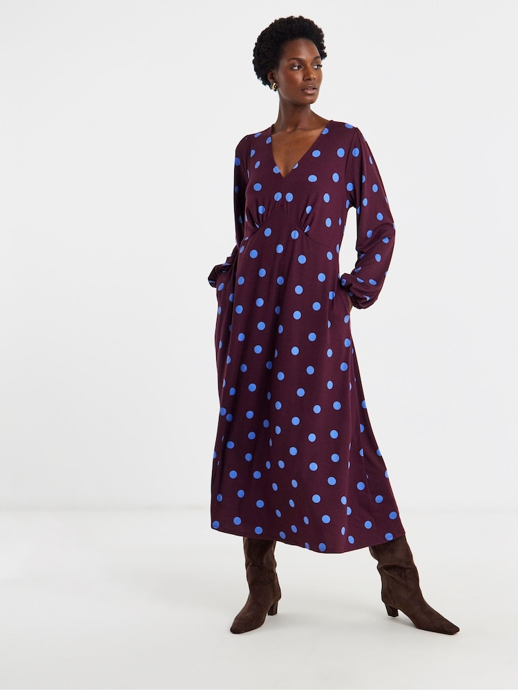 JD Williams Purple Soft Touch Long Sleeve Tea Dress - Image 1 of 4