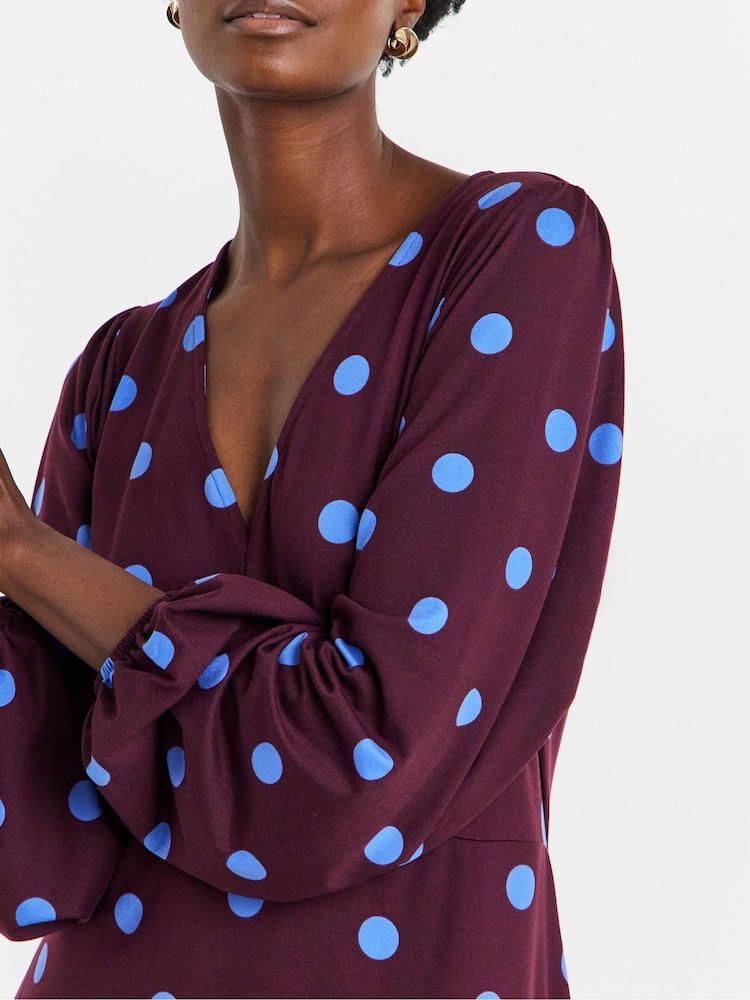 JD Williams Purple Soft Touch Long Sleeve Tea Dress - Image 4 of 4