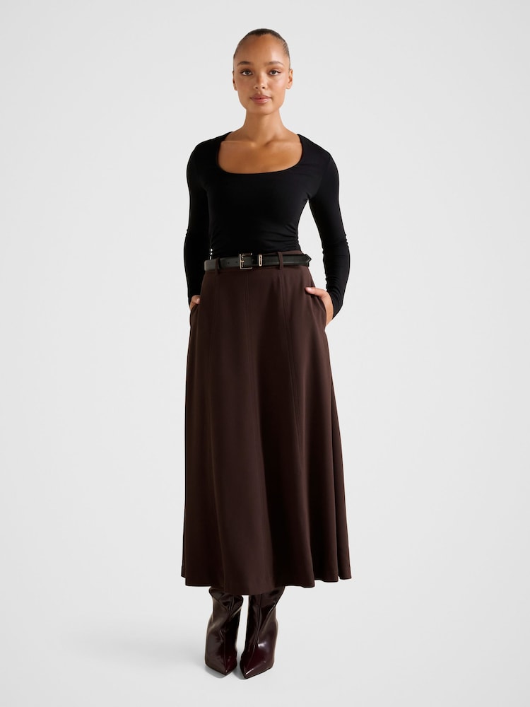 Forever New Brown Celine Belted Midi Skirt - Image 1 of 4