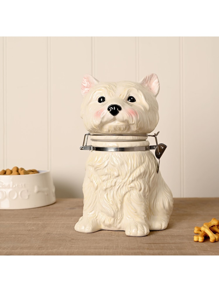 Widdop White West Highland Terrier Biscuit Barrel - Image 1 of 4 Widdop White West Highland Terrier Biscuit Barrel - Image 1 of 4