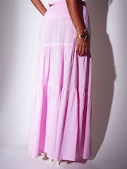 South Beach Pink Shirred Waist Maxi Skirt - Image 2 of 4