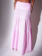 South Beach Pink Shirred Waist Maxi Skirt - Image 3 of 4