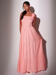 South Beach Smocked Bodice Tiered Maxi Dress - 圖片 1/4